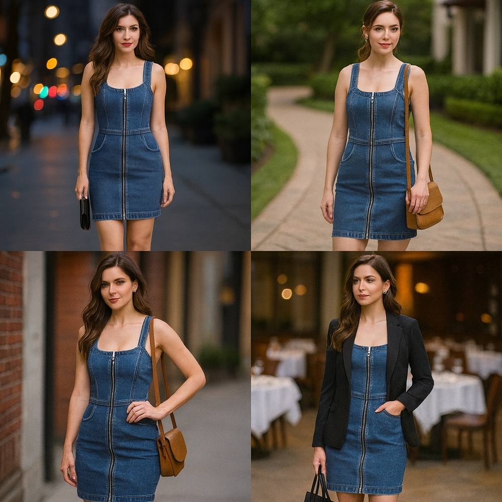 Denim Zip-Front Dress